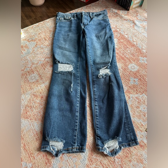 GOOD AMERICAN Good Straight in Indigo128 distressed size 4/27 gsbdh619t - Picture 4 of 8